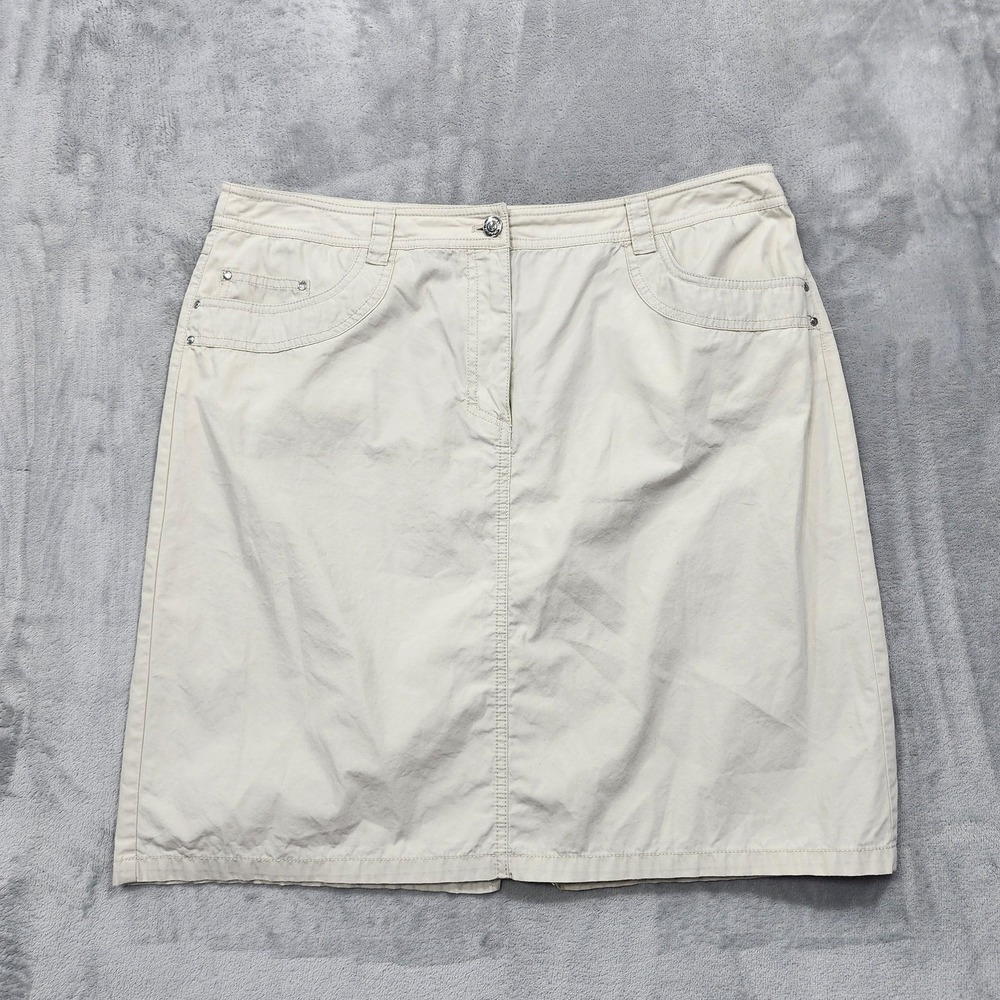 Jones New York Signature Skirt Womens 16 Beige Twill Pencil Mini Pockets Casual‎